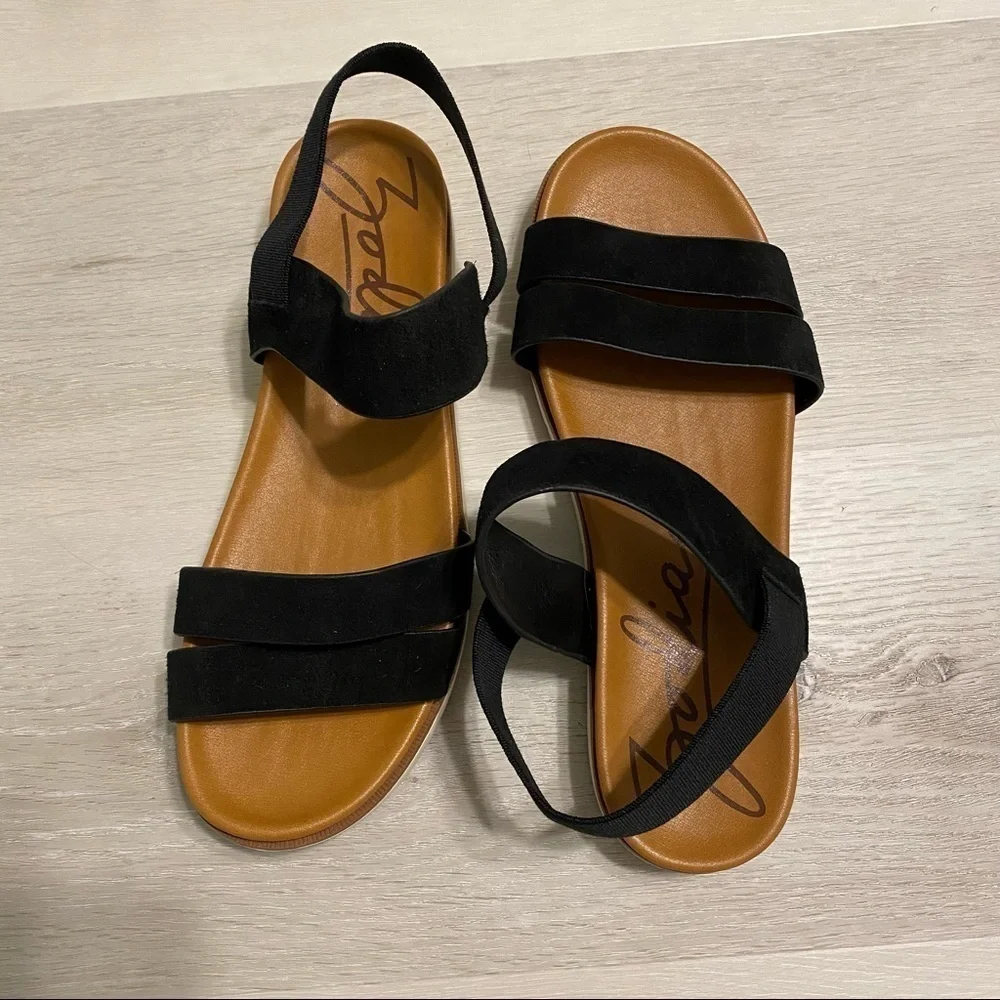 Zodiac Nuvola Comfortable Elastic Ankle Strap Sandal, size 9.5, black
